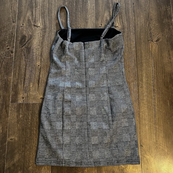 Forever 21 Black Gray Plaid Mini Dress Women's Large‎ Sleeveless Checkered Lined - Picture 4 of 14